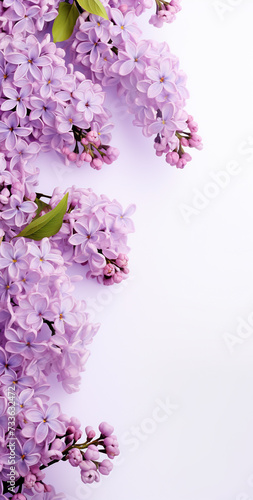 Lilac branch. Banner. Neutral background.