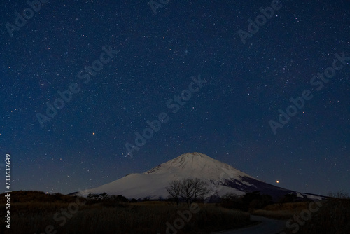 星空と富士山