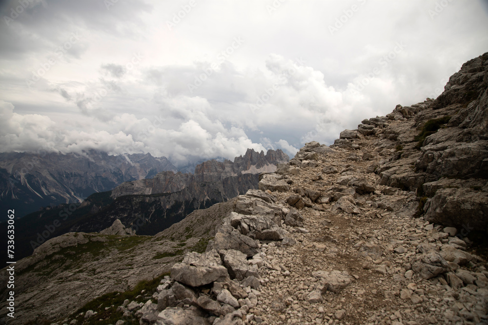 Lastoi De Formin and Cima Ambrizzola from the trail to Nuvolau refuge.