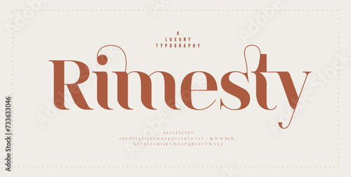 Elegant alphabet letters logo font and number. Classic Luxury Lettering Minimal Fashion Designs. Typography fonts regular logos uppercase and lowercase. vector illustration