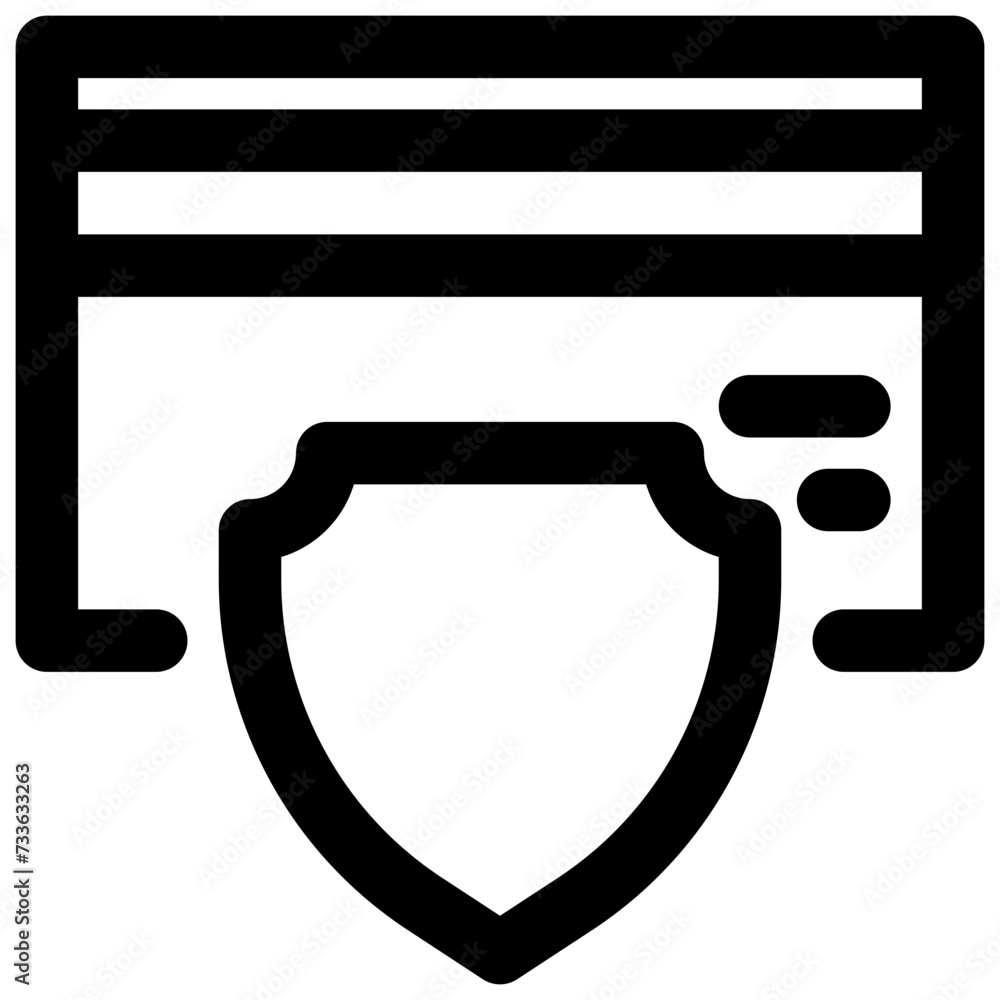 credit card protection vector outline icon credit card protection vector outline icon