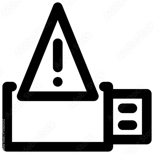 flash disk warning vector outline icon
