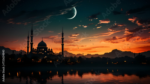 Glowing background for muslim feast in holy month of Ramadan Kareem