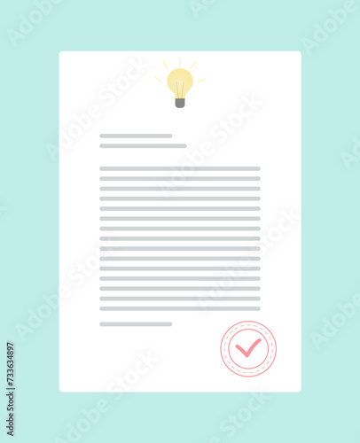 patent document with light bulb and approval stamp