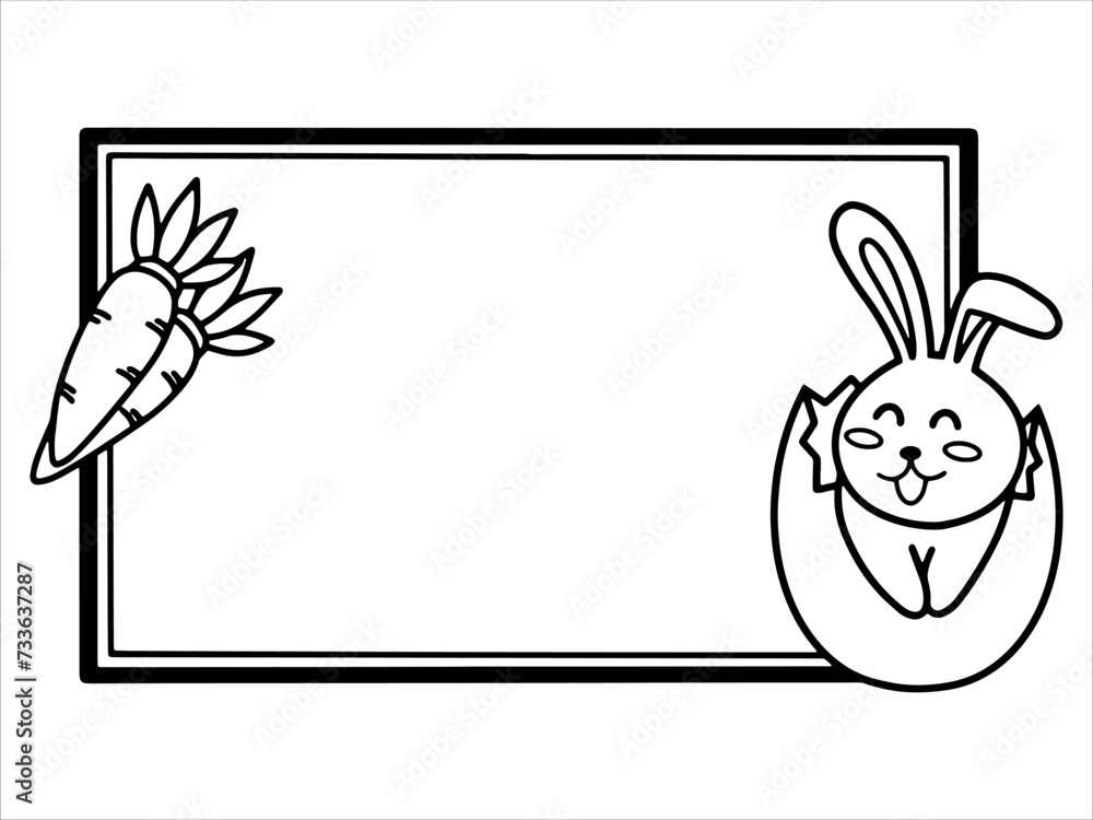 Fototapeta premium Ester Background with Frame and bunny 