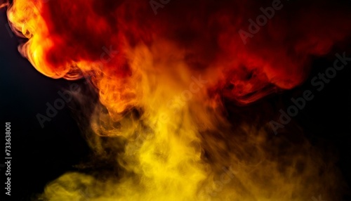 A vibrant dance of smoke in red and yellow hues, capturing movement and fluidity. Ideal for backgrounds, abstract art pieces, or visual effects.