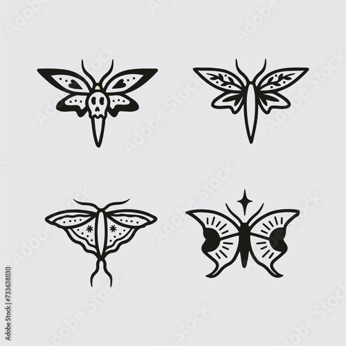 vector handdrawn butterfly outline pack for logo, stickers, clip art © didmoresucks