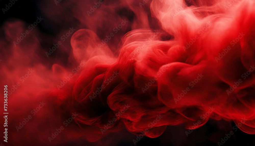 Obraz premium A vivid red smoke, swirling against a dark backdrop, creating a mystical aura. Ideal for themes of mystery, energy or art. The composition highlights the smoke’s fluid motion.
