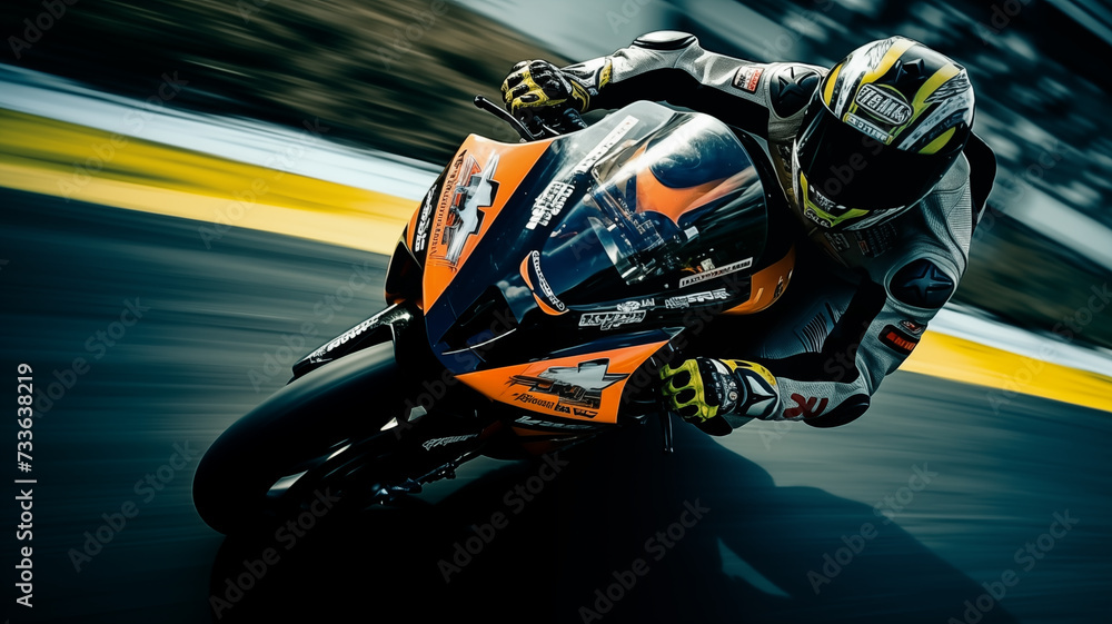 Motorcycle racer - Motorrad Rennfahrer - obrazy, fototapety, plakaty 