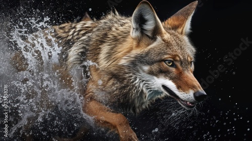 Wild Coyote Fury  with Water Splash