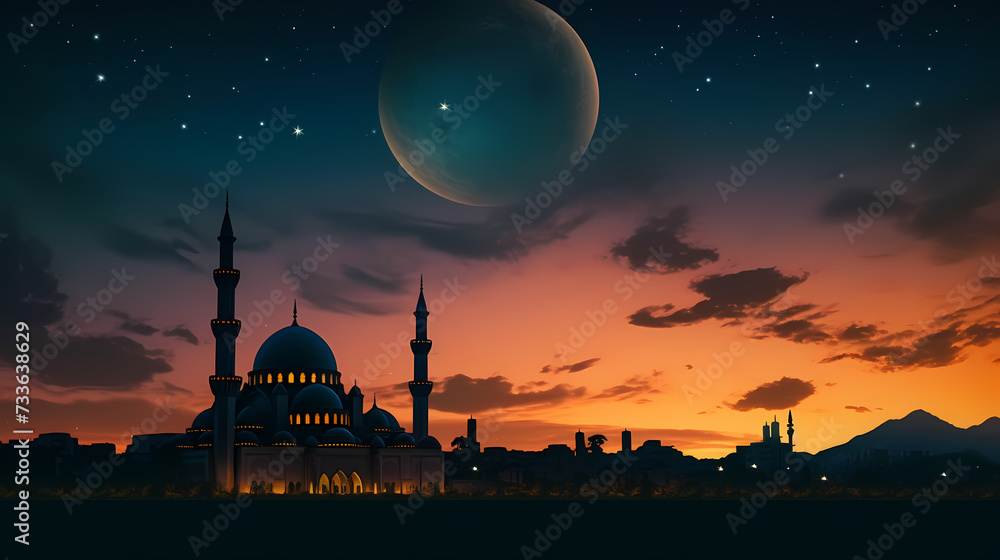 Glowing background for muslim feast in holy month of Ramadan Kareem Glowing background for muslim feast in holy month of Ramadan Kareem