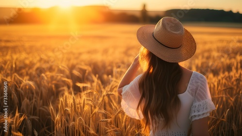 Beautiful young woman relaxing in a wheat field at sunset, Beauty, fashion © PSCL RDL