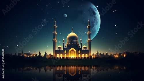 Glowing background for muslim feast in holy month of Ramadan Kareem © xuan