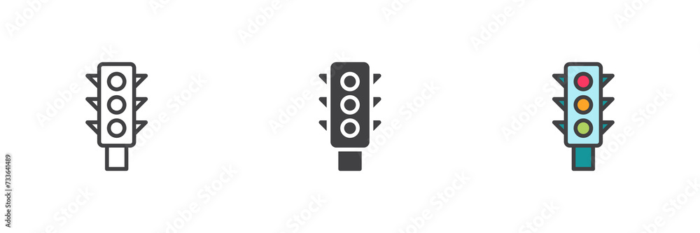 Traffic light different style icon set Traffic light different style icon set