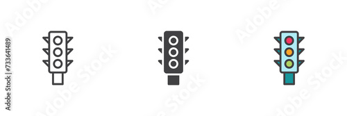 Traffic light different style icon set