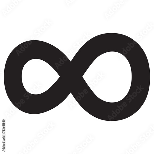 infinity symbol black - simple with discontinuation - isolated - vector