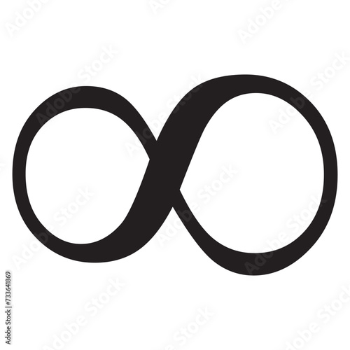 infinity symbol black - simple with discontinuation - isolated - vector