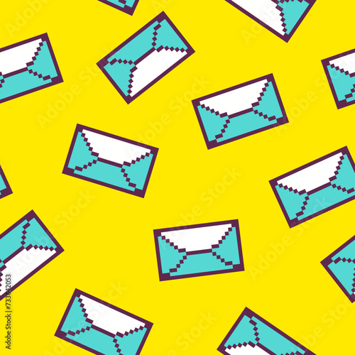 Envelopes letter, mail and post pixelated print