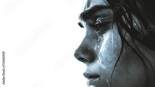 Sad, disappointed, lonely, heartbroken woman. Woman's disappointment and loneliness concept. photo
