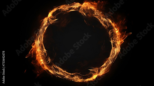 Smoothly fire circle isolated on black background photo