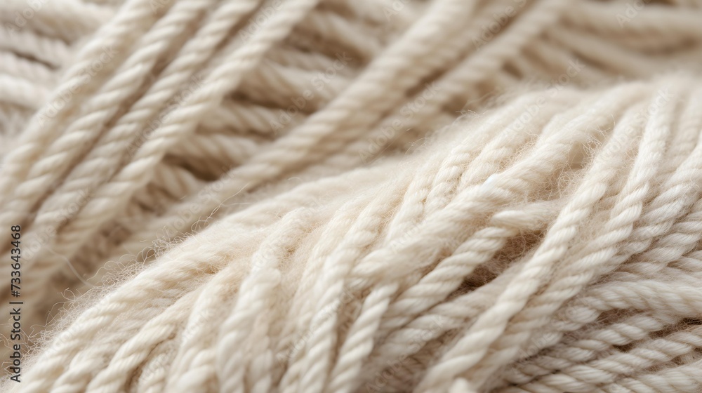 Aesthetic image of a beige light, airy skein of yarn. Close-up view of a medium weight yarn made from wool. Aesthetic image of a beige light, airy skein of yarn. Close-up view of a medium weight yarn made from wool.