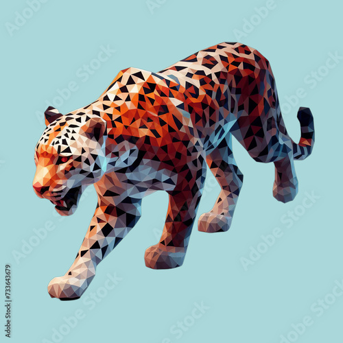 3D rendering of a Leopard low polygon isolated