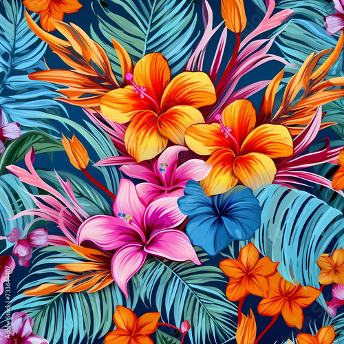 tropical flowers  floral background © Daffodil