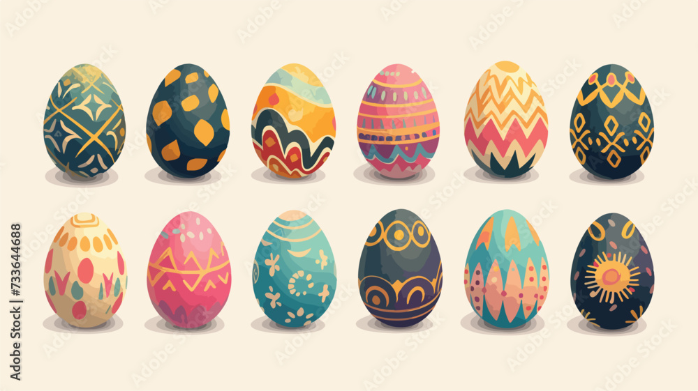 Set of colorful Easter eggs isolated on white