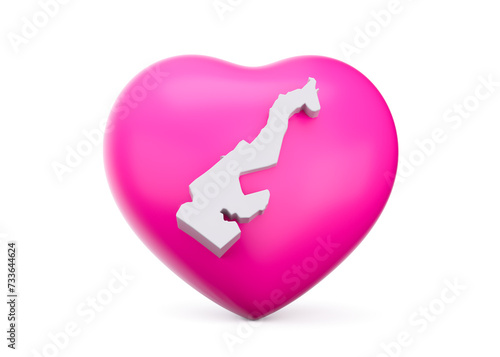 3d Pink Heart With 3d White Map Of Monaco Isolated On White Background 3d Illustration
