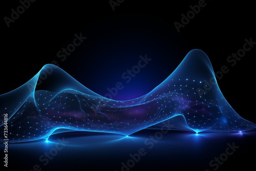 Abstract blue mesh. interwoven lines on dark background - futuristic technology or network concept photo