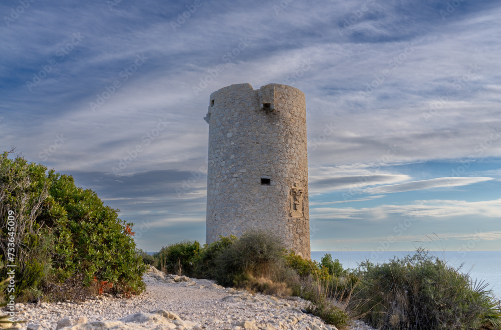 Torre Badum, Sentinel Tower on the cliffs of the Sierra de Irta, spain	