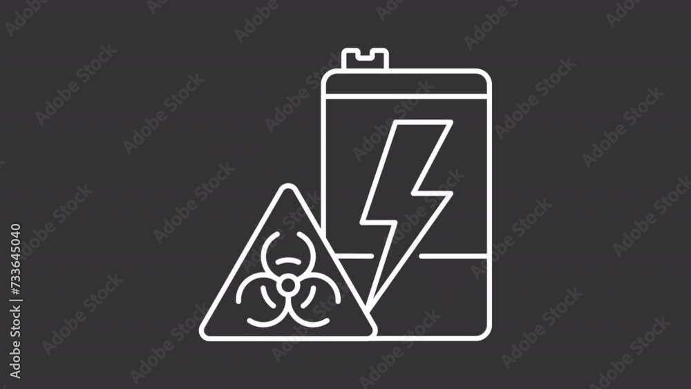 Battery reusing animation library. Waste sorting animated white line icons. Trash recycling. Cells reprocessing. Isolated illustrations on dark background. Transition alpha. HD video. Icon pack Battery reusing animation library. Waste sorting animated white line icons. Trash recycling. Cells reprocessing. Isolated illustrations on dark background. Transition alpha. HD video. Icon pack