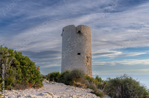 Torre Badum, Sentinel Tower on the cliffs of the Sierra de Irta, spain 