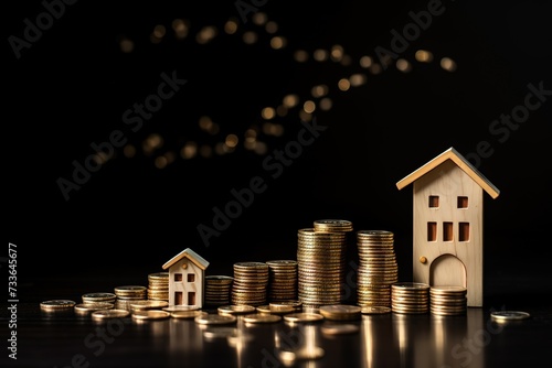 a growing pile of coins with a house, a profitable long-term investment