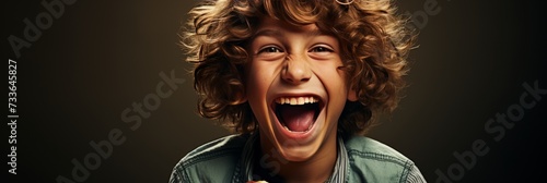 Happy preteen boy holding banner smiling for commercial advertisement and promotion