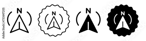 North set in black and white color. North simple flat icon vector