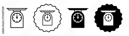 Kitchen scales set in black and white color. Kitchen scales simple flat icon vector
