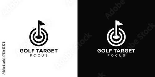 Creative Golf Target Logo. Golf Flag and Target Board with Minimalist Style. Golf Club Logo Icon Symbol Vector Design Template.