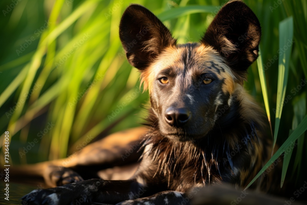 African wild dog in its natural habitat - captivating safari wildlife photography African wild dog in its natural habitat - captivating safari wildlife photography