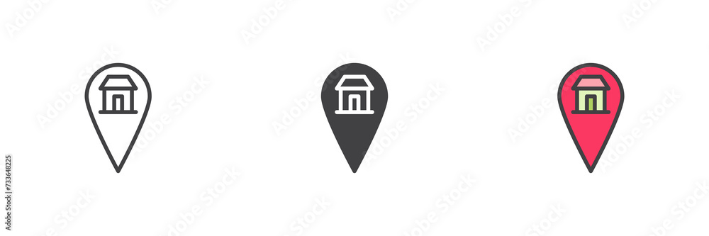 Home Location pin different style icon set Home Location pin different style icon set