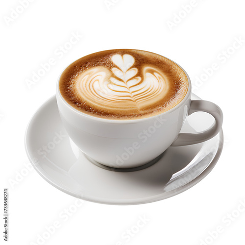 cup of latte art coffee isolated background