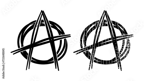 Anarchy sign, black isolated silhouette