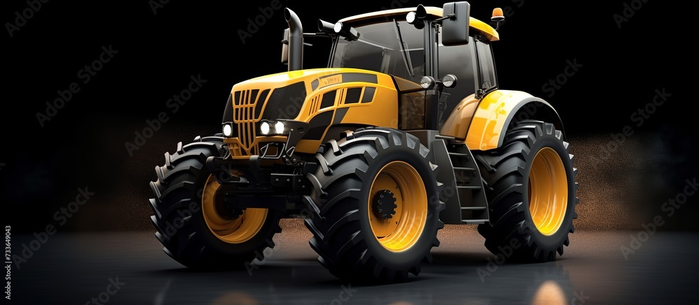 Tractor vector illustration with bright colors isolated on technology background. 3d rendering - illustration