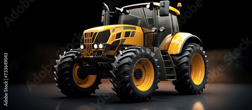 Tractor vector illustration with bright colors isolated on technology background. 3d rendering - illustration © akhmad