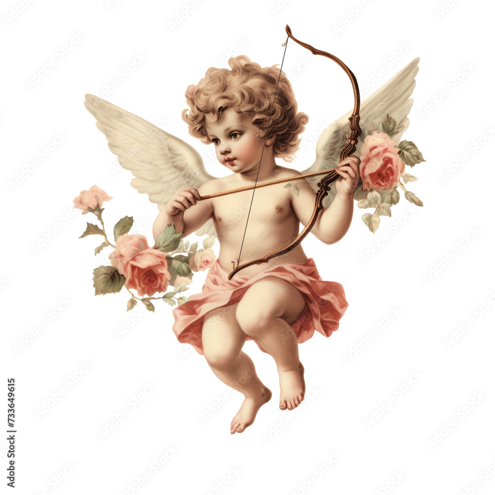 Fototapeta premium angel with bow ,cupid transparent background