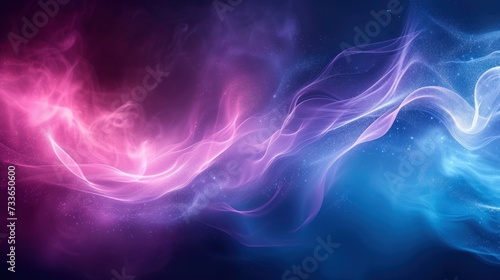 Abstract neon-like smoke in a gradient of colors. Silk fabric background caught in a gentle breeze or the hypnotic dance of auroras in a night sky. photo