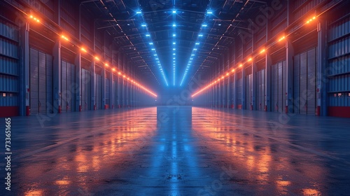 Modern warehouse of the future equipped with lasers