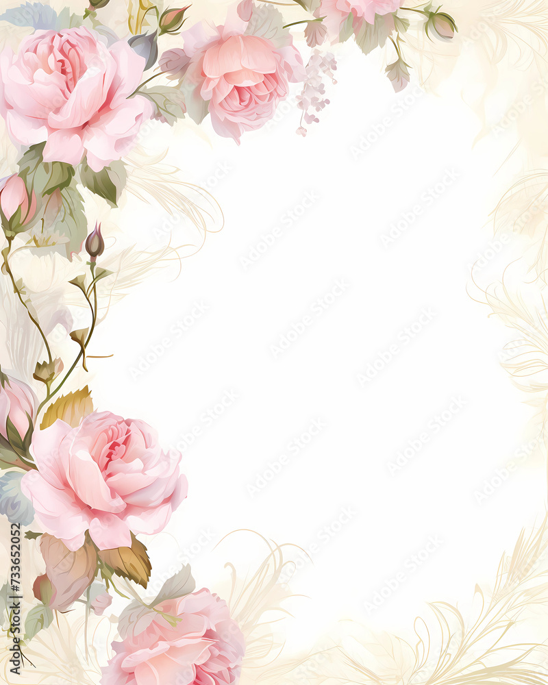 blush pink soft floral frame background 