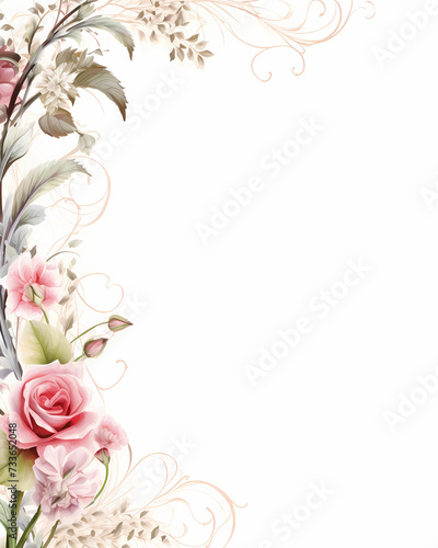 blush pink soft floral frame background  © Daffodil