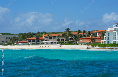 landscape of tropical beach and house in Caribbean ocean © nd700